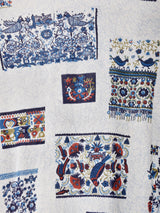 総柄 長袖 オープンカラーワンピース