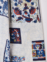 総柄 長袖 オープンカラーワンピース