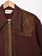 スエード×ニット デザインジップジャケット