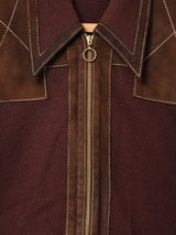 スエード×ニット デザインジップジャケット