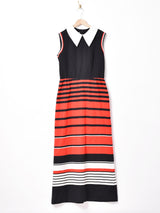 70's スリーブレス ボーダーワンピース