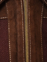 スエード×ニット デザインジップジャケット