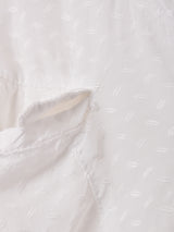 フランス製 織柄 パフスリーブ 長袖ブラウス