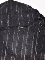 ストライプ メタリック ボリュームスリーブ 長袖ブラウス