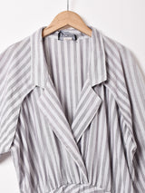 アメリカ製 ストライプ オープンカラー 長袖ワンピース