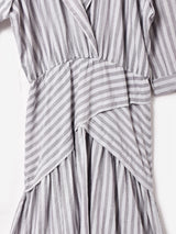 アメリカ製 ストライプ オープンカラー 長袖ワンピース