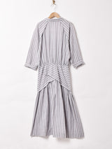 アメリカ製 ストライプ オープンカラー 長袖ワンピース