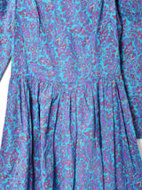 ペイズリー バックリボン パフスリーブ 長袖ワンピース