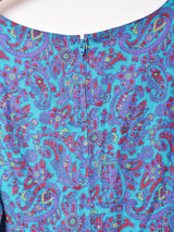 ペイズリー バックリボン パフスリーブ 長袖ワンピース