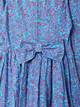 ペイズリー バックリボン パフスリーブ 長袖ワンピース