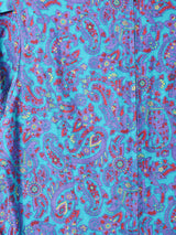 ペイズリー バックリボン パフスリーブ 長袖ワンピース