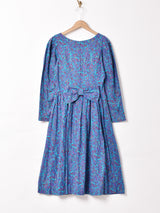 ペイズリー バックリボン パフスリーブ 長袖ワンピース