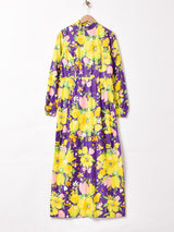 70's   花柄 長袖 マキシワンピース