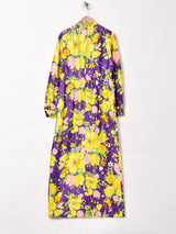 70's   花柄 長袖 マキシワンピース