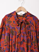 フランス製 総柄 長袖ワンピース