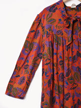 フランス製 総柄 長袖ワンピース