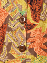 総柄 フロントボタン 長袖ワンピース