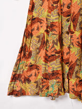 総柄 フロントボタン 長袖ワンピース