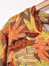 総柄 フロントボタン 長袖ワンピース