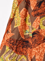 総柄 フロントボタン 長袖ワンピース