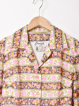 イングランド製 花柄 ベルト付き オープンカラー 長袖ワンピース