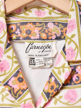 イングランド製 花柄 ベルト付き オープンカラー 長袖ワンピース