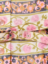 イングランド製 花柄 ベルト付き オープンカラー 長袖ワンピース