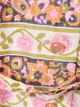 イングランド製 花柄 ベルト付き オープンカラー 長袖ワンピース