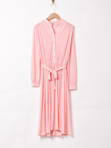 ノーカラー 長袖ワンピース