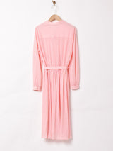 ノーカラー 長袖ワンピース