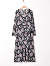 アメリカ製 花柄 タイ付き 長袖 シアーワンピース