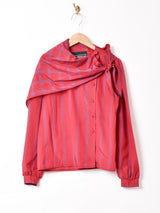 チェック スカーフデザイン 長袖ブラウス