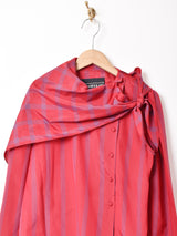 チェック スカーフデザイン 長袖ブラウス