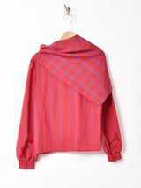 チェック スカーフデザイン 長袖ブラウス