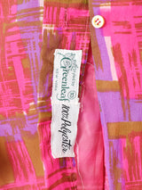 総柄 長袖 ボウタイブラウス