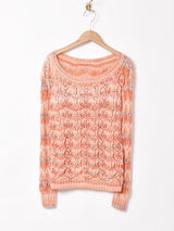 ミックスカラー 透かし編みセーター