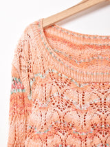 ミックスカラー 透かし編みセーター