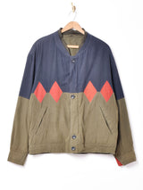 ダイヤ柄 2トーンブルゾン