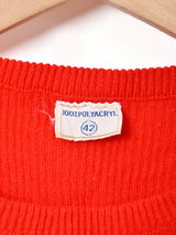 花刺繍 リブ 半袖セーター