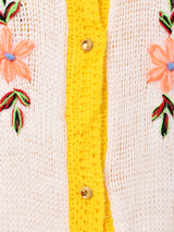 花刺繍 半袖カーディガン