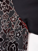 メタリックデザイン 花柄 長袖 シアーシャツ