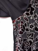 メタリックデザイン 花柄 長袖 シアーシャツ