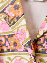 イングランド製 花柄 ベルト付き オープンカラー 長袖ワンピース