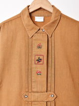 後染め 刺繍 長袖 チロルシャツ