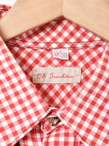 スタンプ ギンガムチェック柄 長袖 チロルシャツ