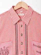 スタンプ ギンガムチェック柄 長袖 チロルシャツ