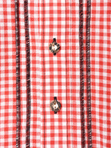 スタンプ ギンガムチェック柄 長袖 チロルシャツ