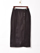 リネン混 ボタンデザイン タイトスカート