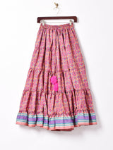 総柄 ティアードロングスカート