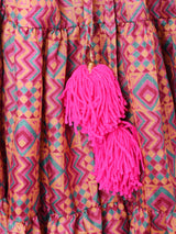 総柄 ティアードロングスカート